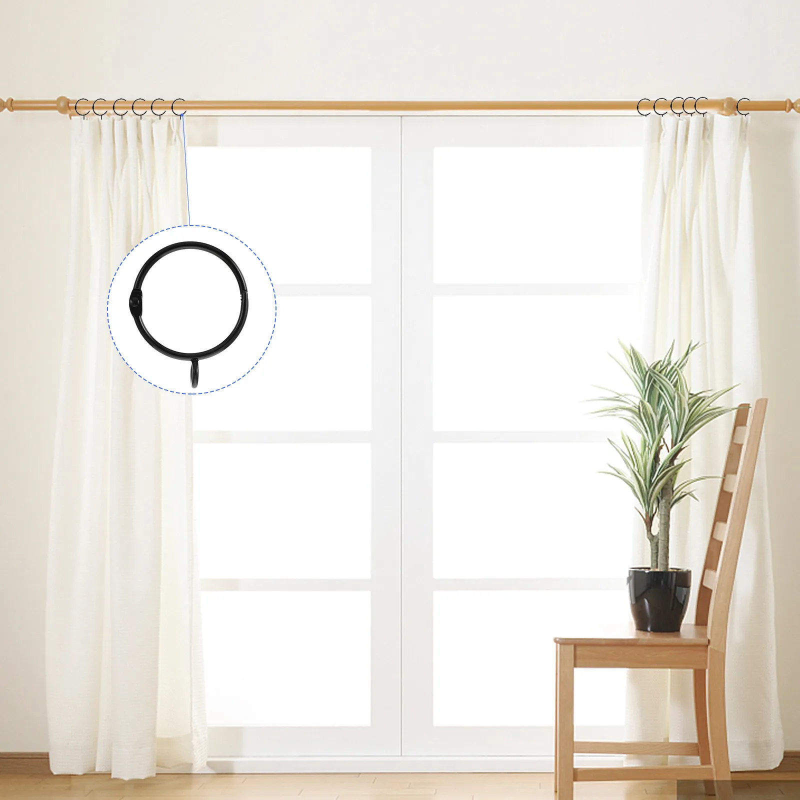 

20Pcs Metal Curtain Rings Eyelet Rings for Heavy Duty Curtains Tension Rod Compatible Home Decoration Hanging Accessories