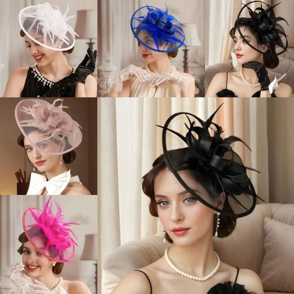 

Fashion Charming Women Fascinator Vintage Elegant Flower Feathers Hat Kentucky Fascinators Hat Tea Party