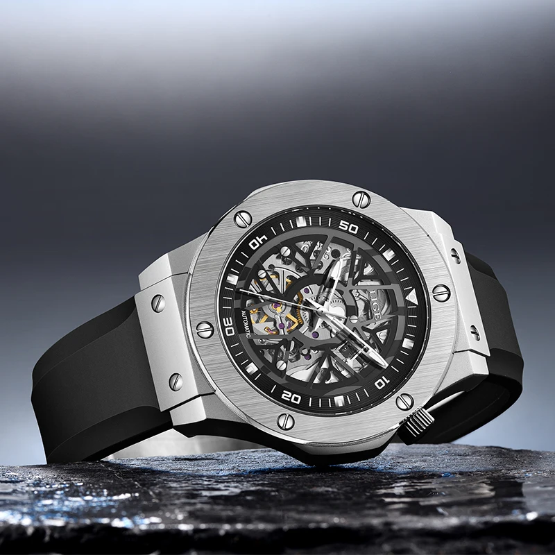 LIGE Mens Fashion Mechanical Watches Business Automatic Wristwatch Stainless Steel Luminous Designer Clock Reojes De Hombre