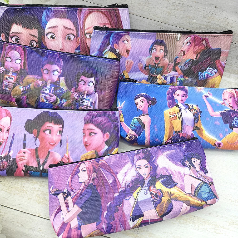 Neue Anime-Gruppen-Federtasche, niedliche PU-Schreibwarentasche mit großem Fassungsvermögen, einlagige Aufbewahrungstasche, ideales Geschenk für Kinder