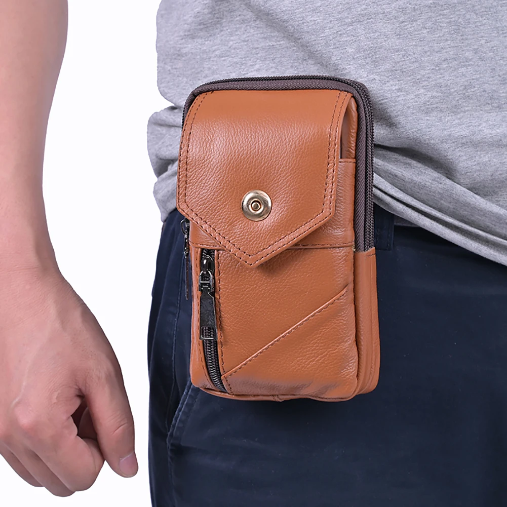 Men Vintage Chest Bag Waterproof Leather Simple Shoulder Bag Lightweight Vintage Waist Pouch Male Travel Outdoor Bag