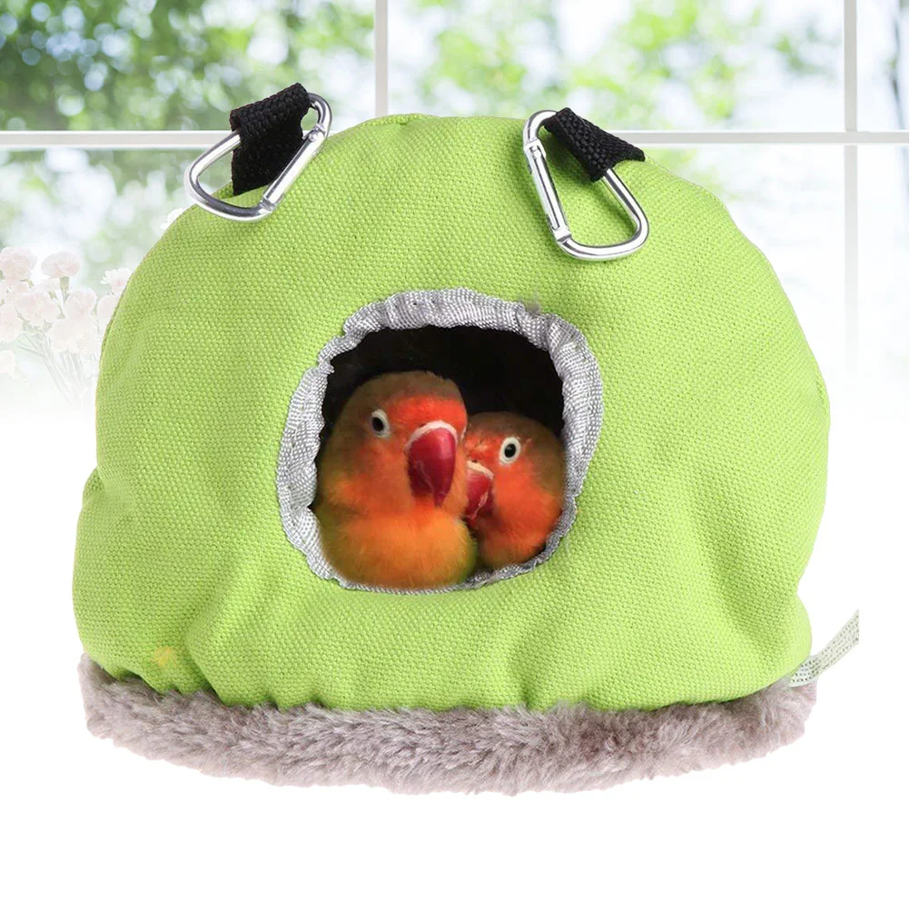 

Bird Parrot House Winter Warm Bird Nest Creative Hanging Bed Cage Hammock for Parrot Small Pet (Green Small Size)