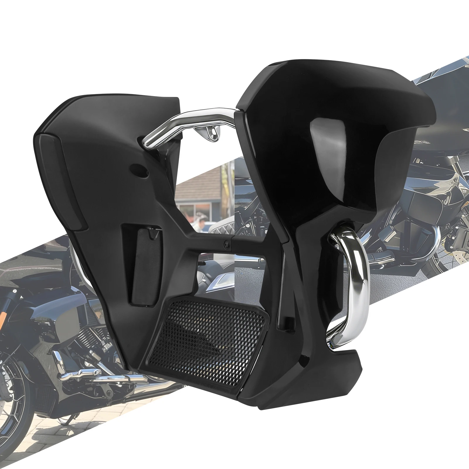 Motorcycle Fairing Spoiler Lowers + Engine Guard Kit Chrome Crash Bar For Harley Touring Road Street Glide 2024-Up FLHXSE 2023