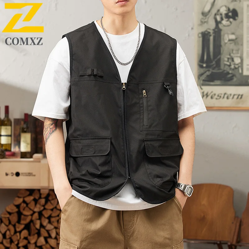 Hiking Camping Fishing Vest Men's 2025 New Cotton Breathable Sleeveless Workwear  Jacket Outdoor Clothing Multi-Pocket Waistcoat
