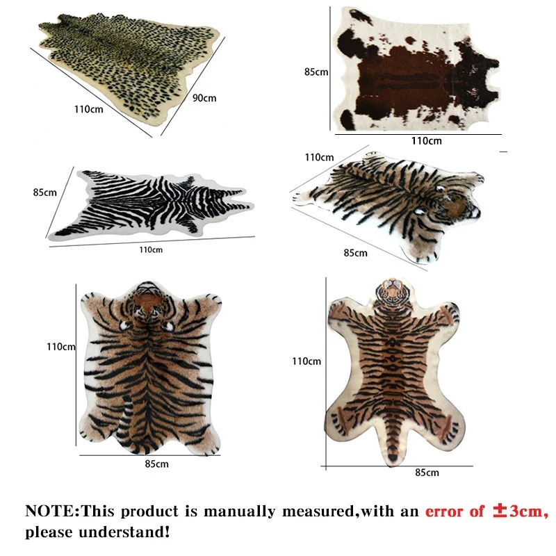 Alfombra de imitación con estampado de Tigre, tapete antideslizante con estampado de vaca, leopardo y Tigre, Fondo de gamuza compuesto de felpa,