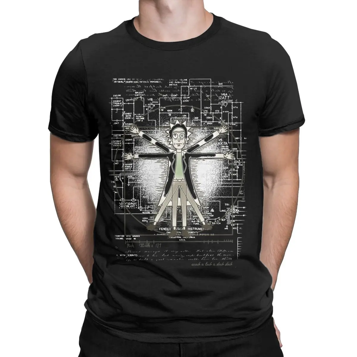 Vitruvian Ricked T-Shirts for Men Funny 100% Cotton Tees O Neck Short Sleeve T Shirts Plus Size Clothes