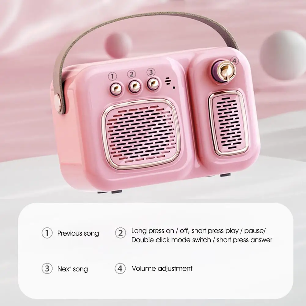 Mini Speaker Vintage Long Battery Life HD-compatible Hands-free Calling Wide Compatibility Energy-saving Radio Shape Phone Call