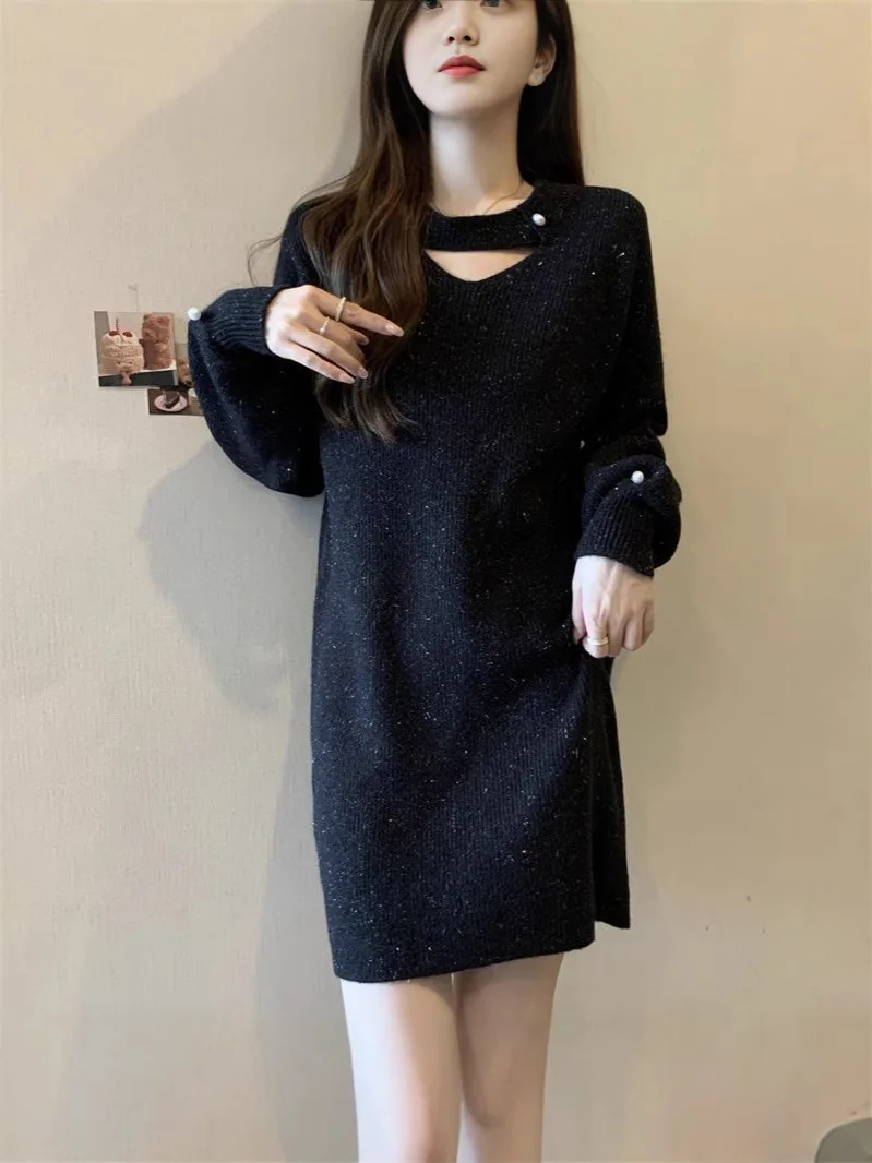 Knee Length Pullovers Woman Oversize Sweaters Jumpers Womend Cross Casual Detail Unique Texture Distinctive Original Design Soft