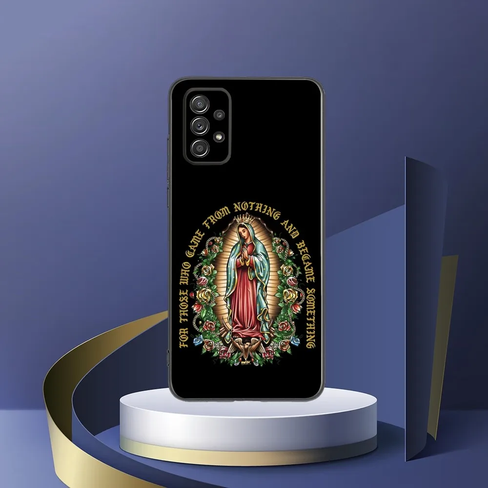 Virgen St.Mary Celestial Mother Phone Case For Samsung S24,S23,S22,S21,S20,S10,S10E,S9 Plus FE Note 20 Ultra 10,9 Plus Black