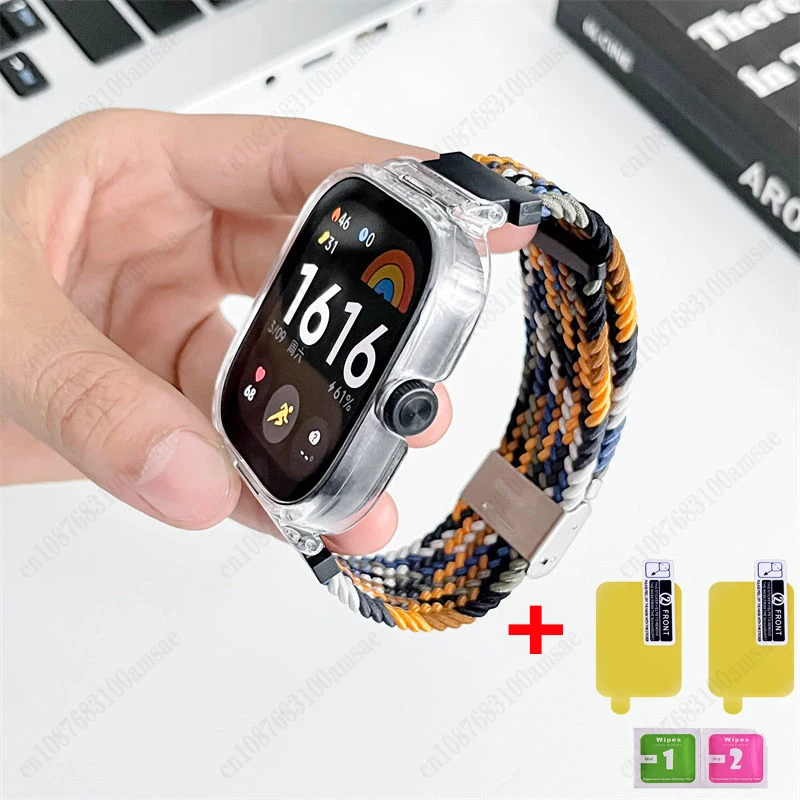 Case + Strap Nylon Bracelets For Xiaomi Mi Watch 4 3 2 1 Case Strap Protector For Redmi Watch 3 Active 2 Lite Correa Band