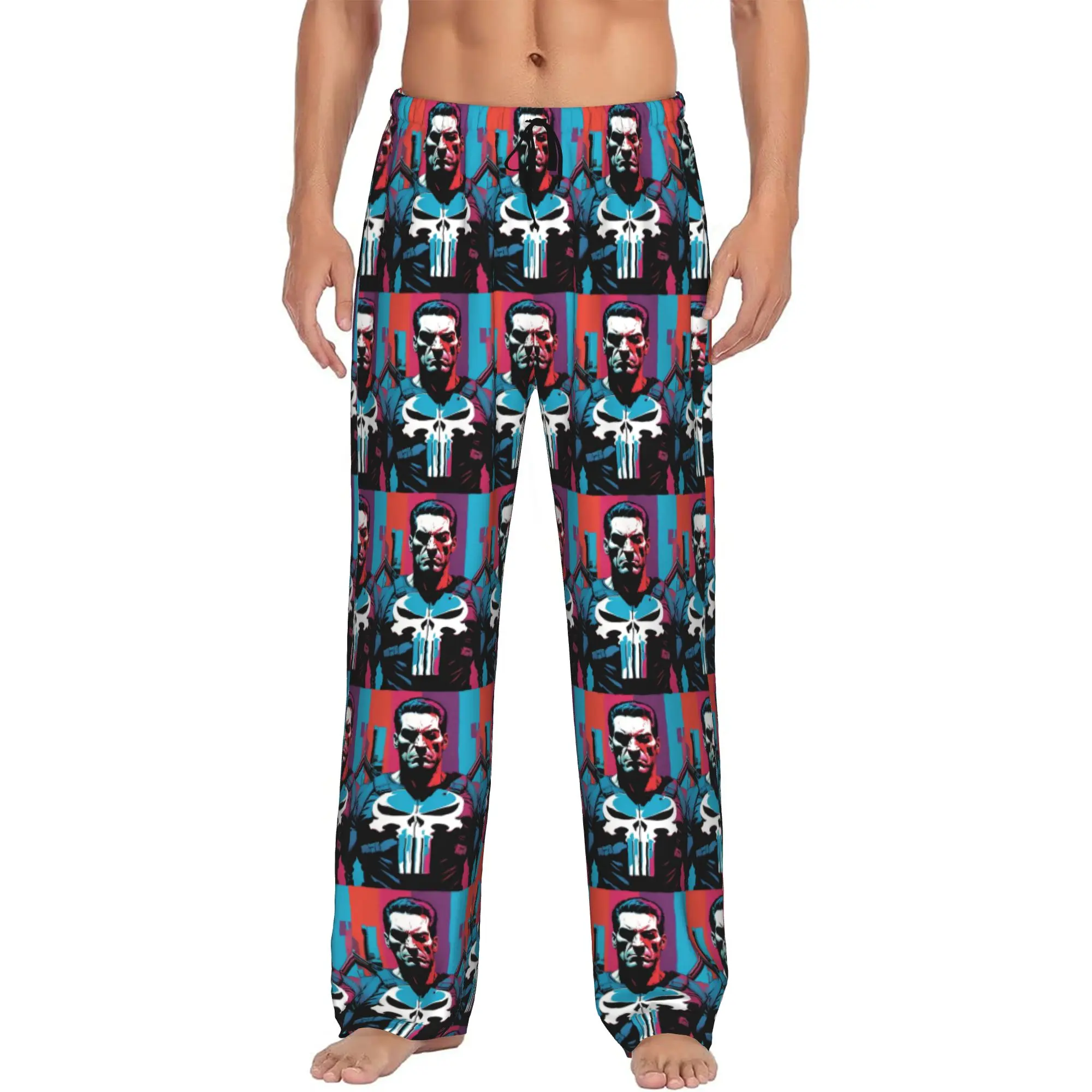 

Custom Printed P-Punisheres Pajama Pants for Men Superhero Sleep Sleepwear Bottoms with Pockets