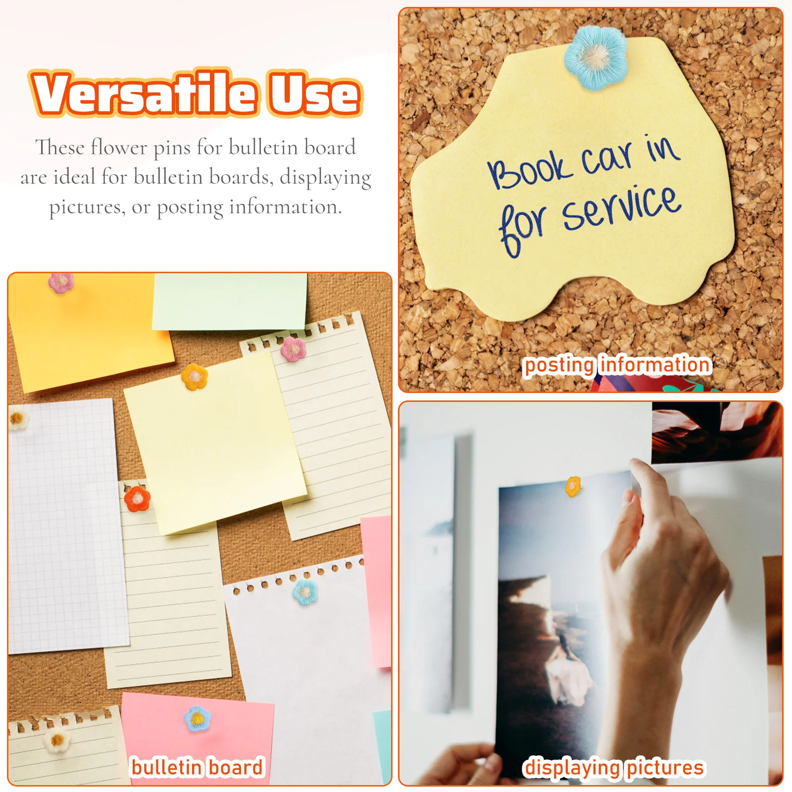 30Pcs Flower Push Pins Cute Decorative Thumb Tacks for Wall Cork Board Bulletin Board Use Flower Push Pins Cute Thumb Tacks