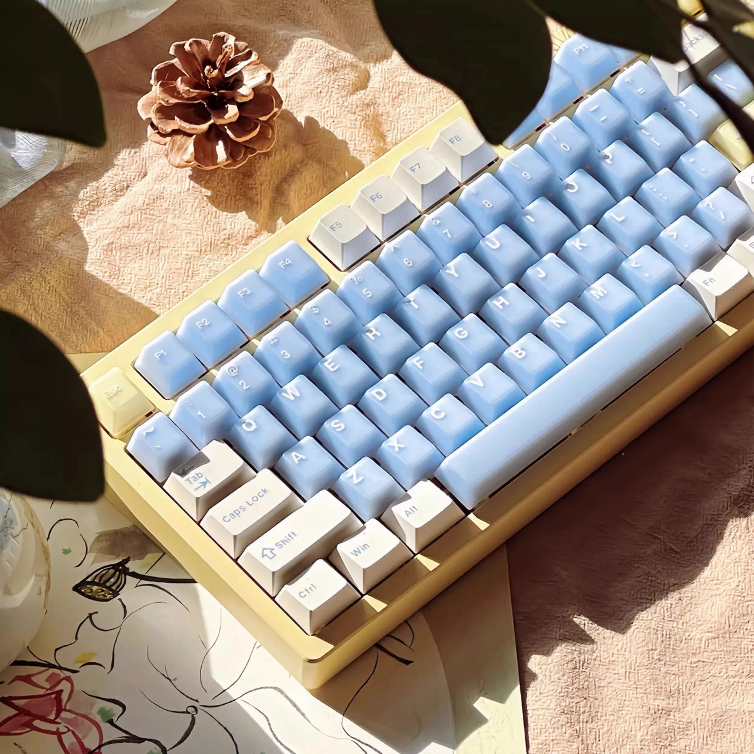 GMK 164 Keys Blue Keycaps ABS+PBT Two Color Dye Subbed Key Caps Cherry Profile Keycap With 2.25U 2.75U 3U 7U Spacebar ISO Enter