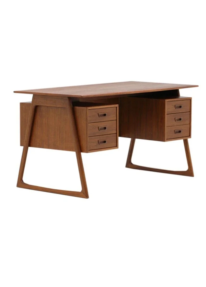 Solid wood storage office desk Double-sided cherry wood multi-functional medieval teak furniture Oak writing desk