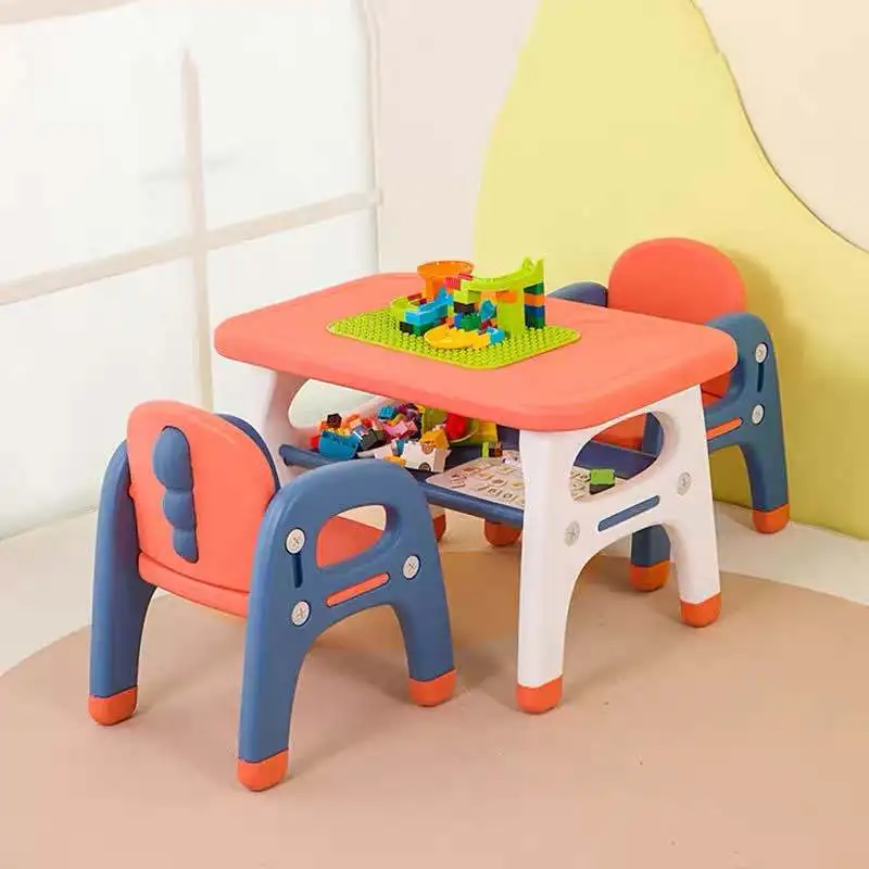 

Kindergarten Desks and Chairs Children's Toy Desks and Chairs Set Household Plastic Baby Learning Desk Rectangular Small Chair