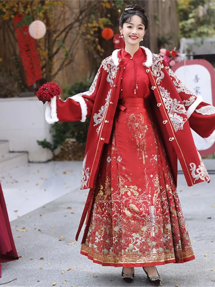 

Платье для тостов невесты в китайском стиле, утолщенная шаль ханьфу, свадебный возврат и выход, новые помолвки