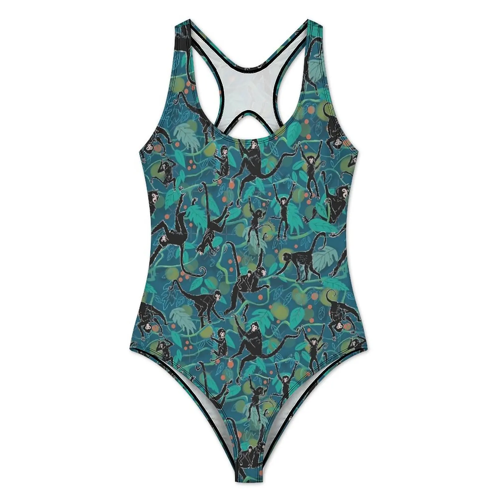 Spider Monkey Swimsuit Sexy Tropical Jungle Female Swimwear One-Piece Stylish Swimsuits Surfing Push Up High Cut Bathing Suits