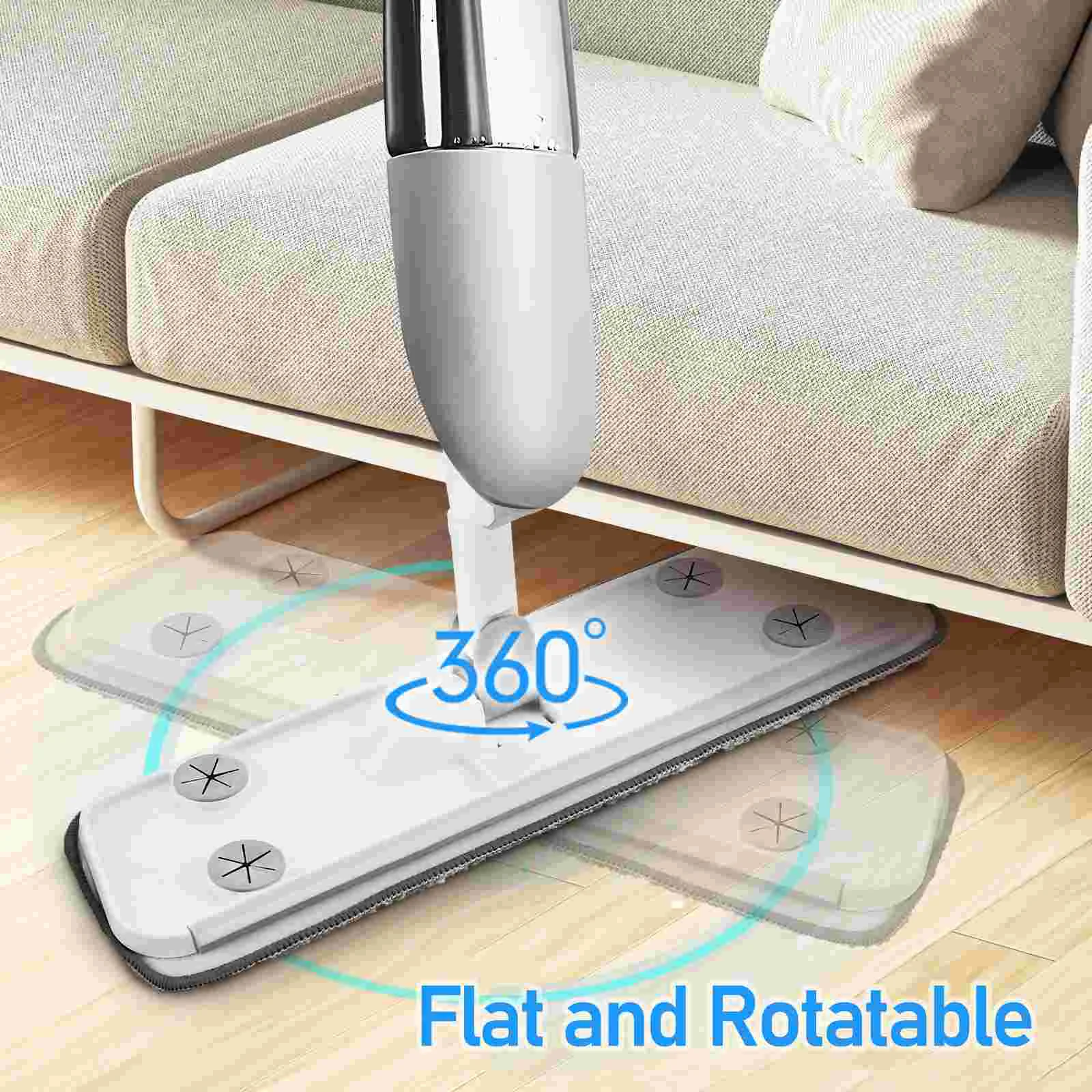 With Replacement Pads Flat For Cleaning Wet Mop Microfiber Spray  Dry Wet Floor Mop Refillable Rotatable Spray Mop