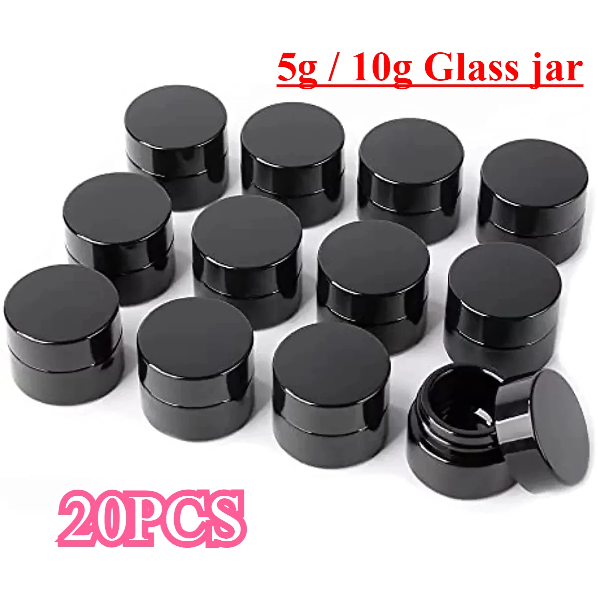 20PCS 5g UV Protection Glass Cream Jars 5ml 10ml Concentrate Pots for Airtight Storage Wax Leaf Salve Refillable Containers Jar