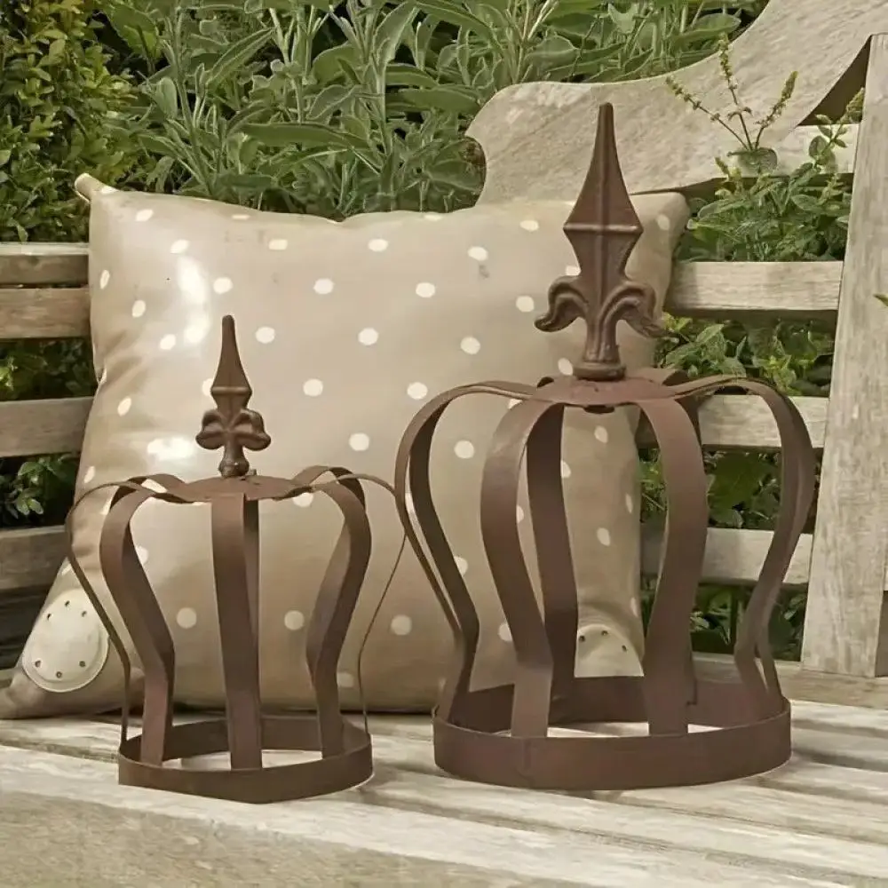 Rustic Iron Crown Yard Art Decorative Garden Stake Freestanding Metal Ornament For Lawn Landscape Outdoor Wedding