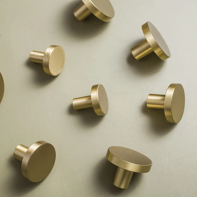 Pure Copper Cabinet Knobs and Handles Gold Nordic Simple Round Brass Drawer Furniture Door Hardware Dresser Drawer Knobs Pulls