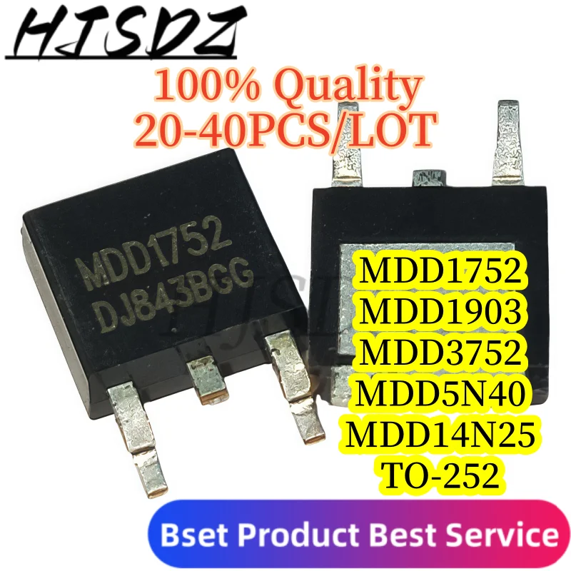 【20-40PCS/LOT】N-channel MDD14N25 MDD1752 MDD1903 MDD3752 MDD5N4 TO-252 MOS power transistor switching power supply