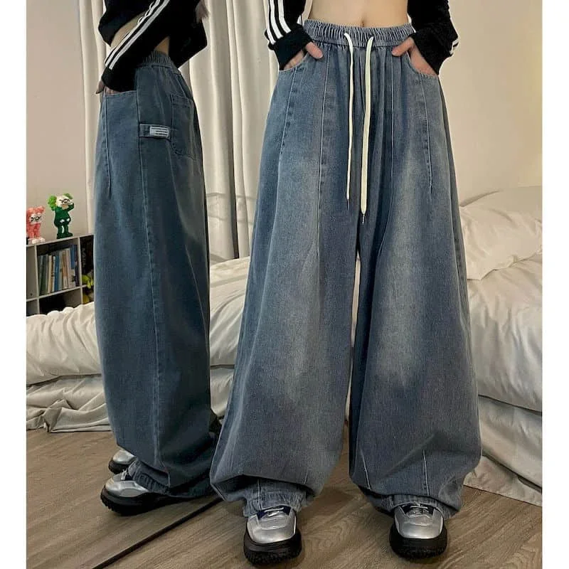 Oversized Jeans Women Goth Pants Y2k Casual Loose Trousers Streetwesr Women Denim Vintage Clothes Baggy Pants low rise jeans