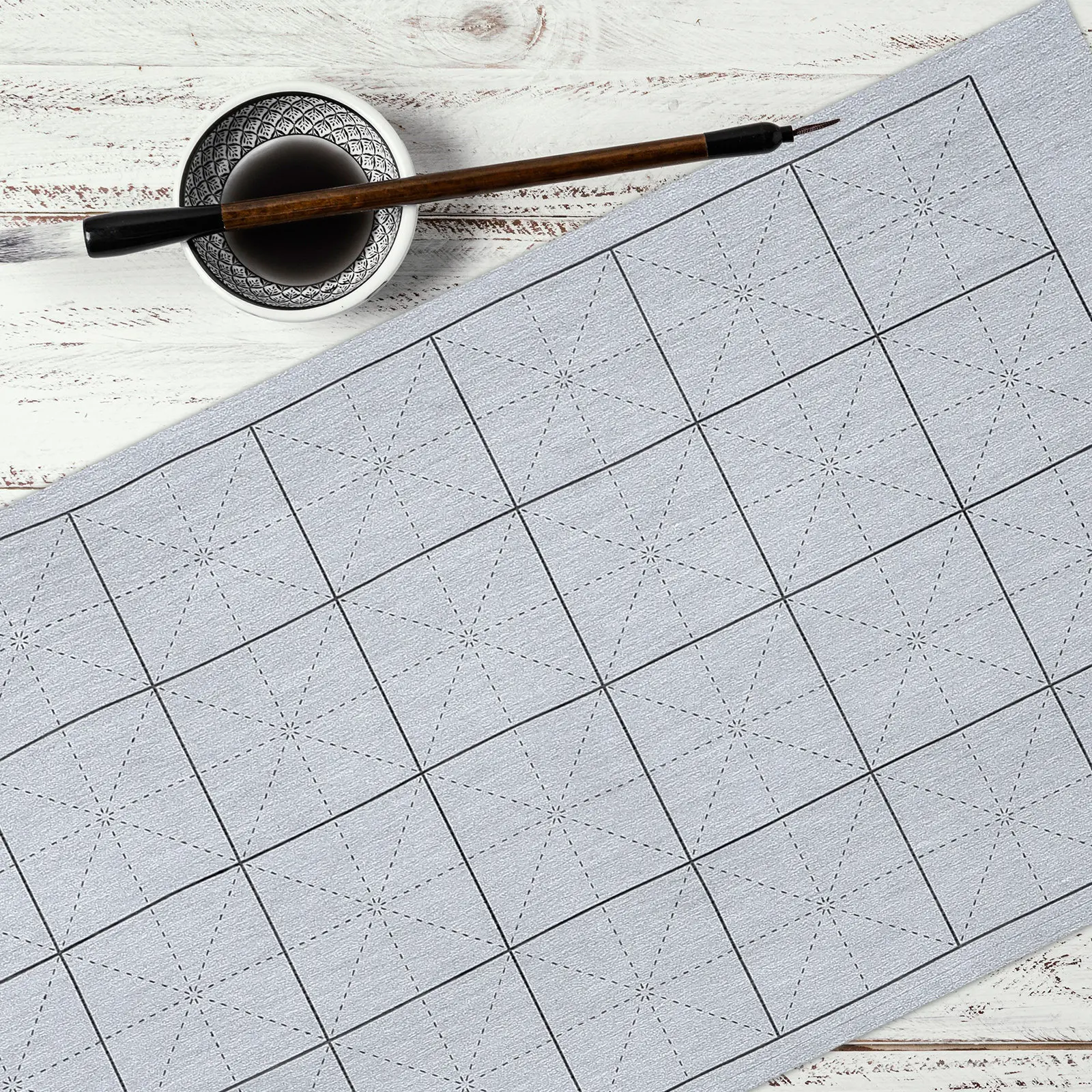 3Pcs Calligraphy Water Writing Cloth Chinese Reusable Practice Mat Water Drawing Mat for Sumi Art Beginners Grey Calligraphy