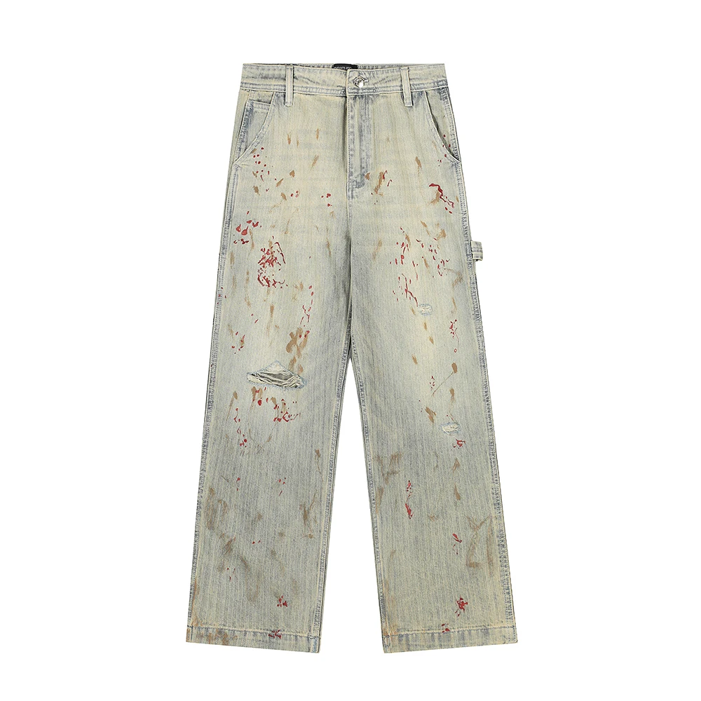 

Jeans for Men Streetwear Boot Cut Harajuku Loose Baggy Denim Trousers1