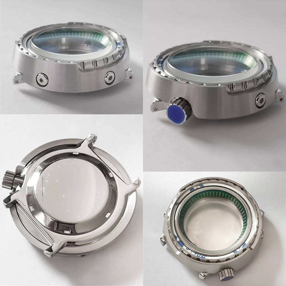 High Quality Canned Watch Case NH35 Case for NH35 NH36 Movement Flat Ceramic Bezel Insert Solid Bottom Men Case 45mm Watch Shell