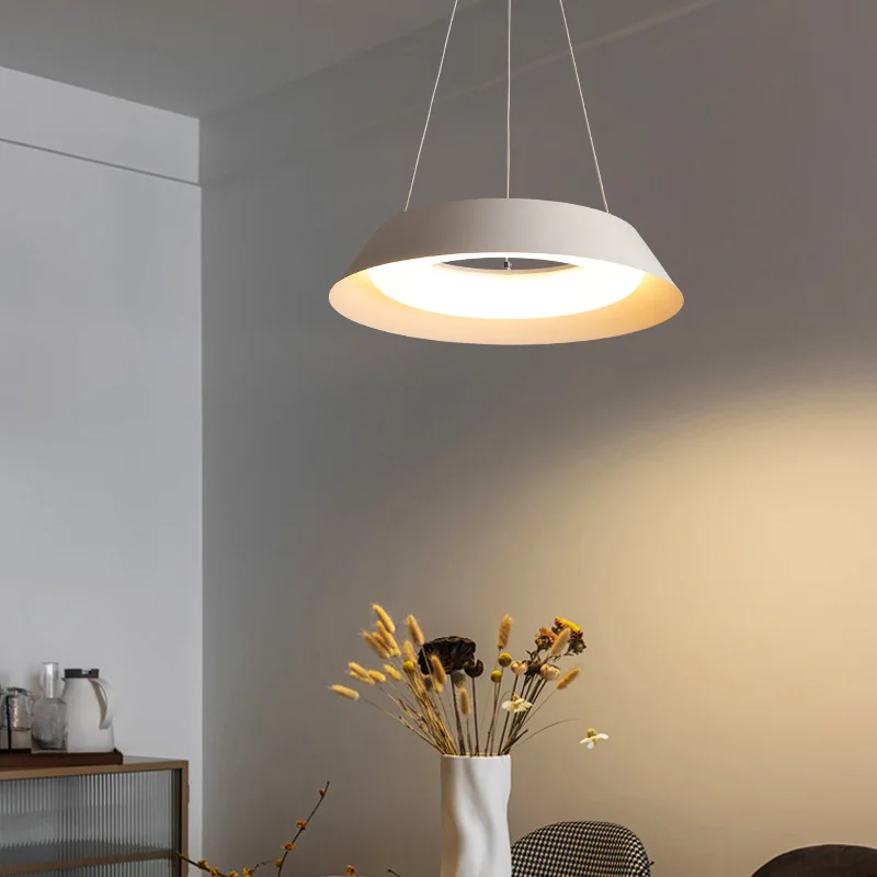 

Modern Minimalism Restaurant LED Ceiling Chandeliers Nordic Originality Iron Rolling Molding Acrylic Rotundity Warm Pendant Lamp