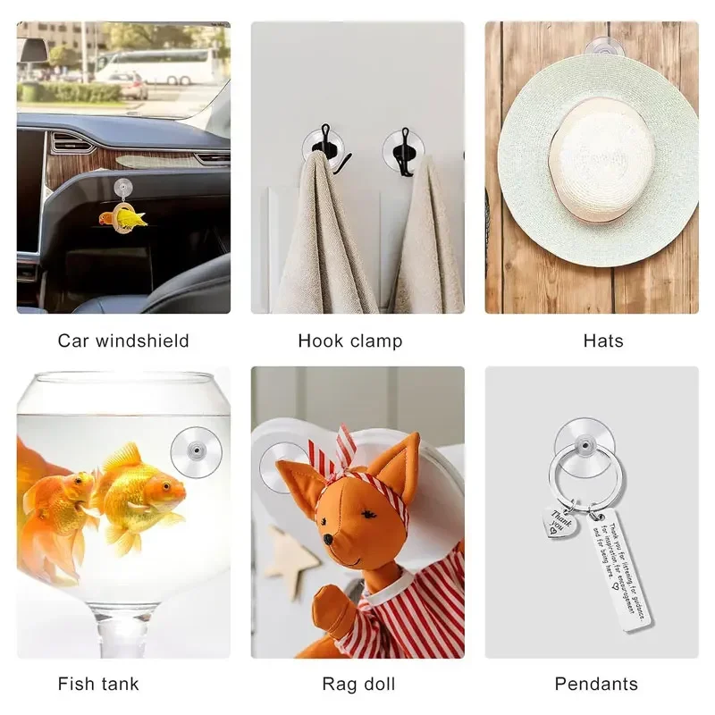 5Pcs Plastic Suction Cup Hooks PVC Sucker Pads Strong Adhesive Suction Holder with Screw Nut for Car Glass Bathroom Wall Door