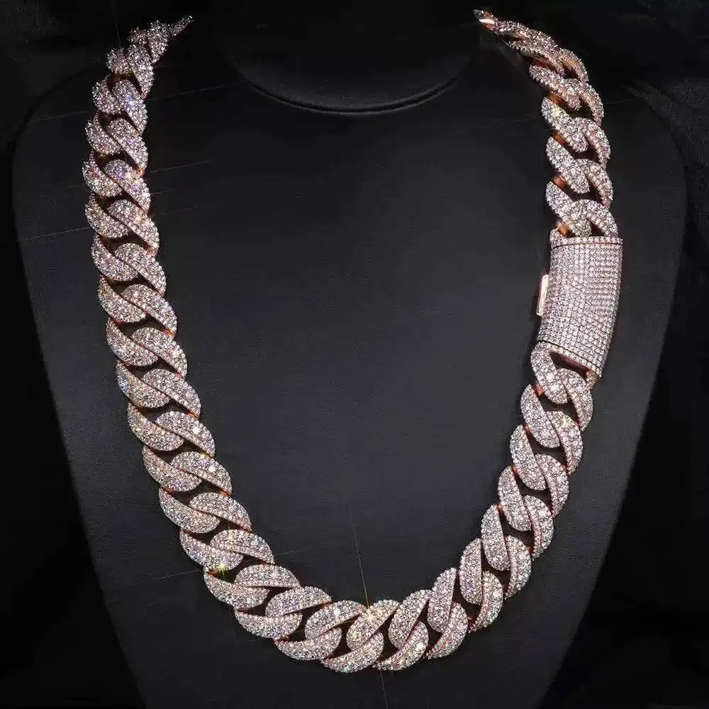 Luxury Ready to Ship 22mm Iced Out Bubble Cuban Chain Necklace Gold Full Diamond Zircon Men Hip Hop Gift Box.