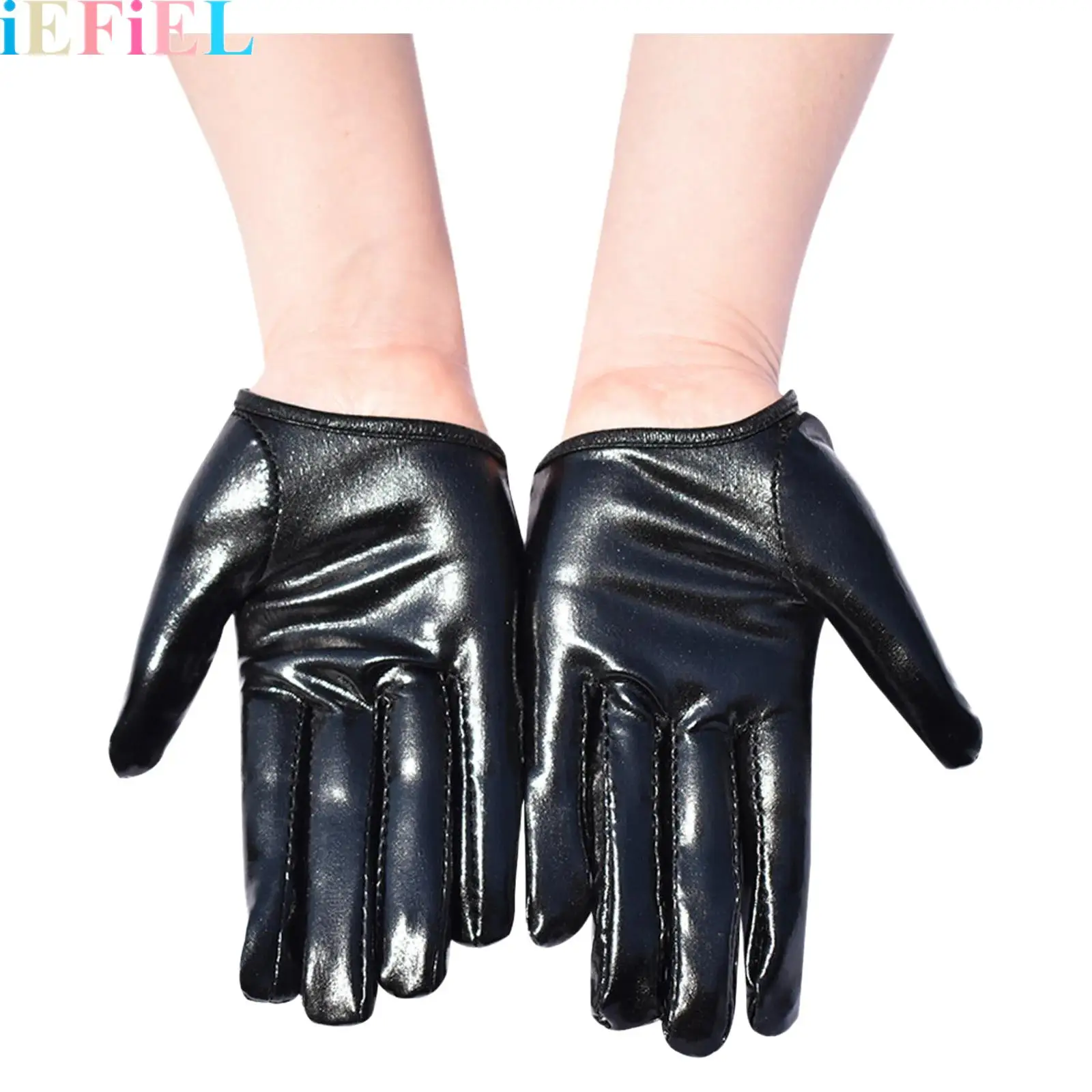 

Gloss Women Punk Style Patent Leather Gloves for Adults Halloween Cosplay Bar Night Club Dress Up Accessories