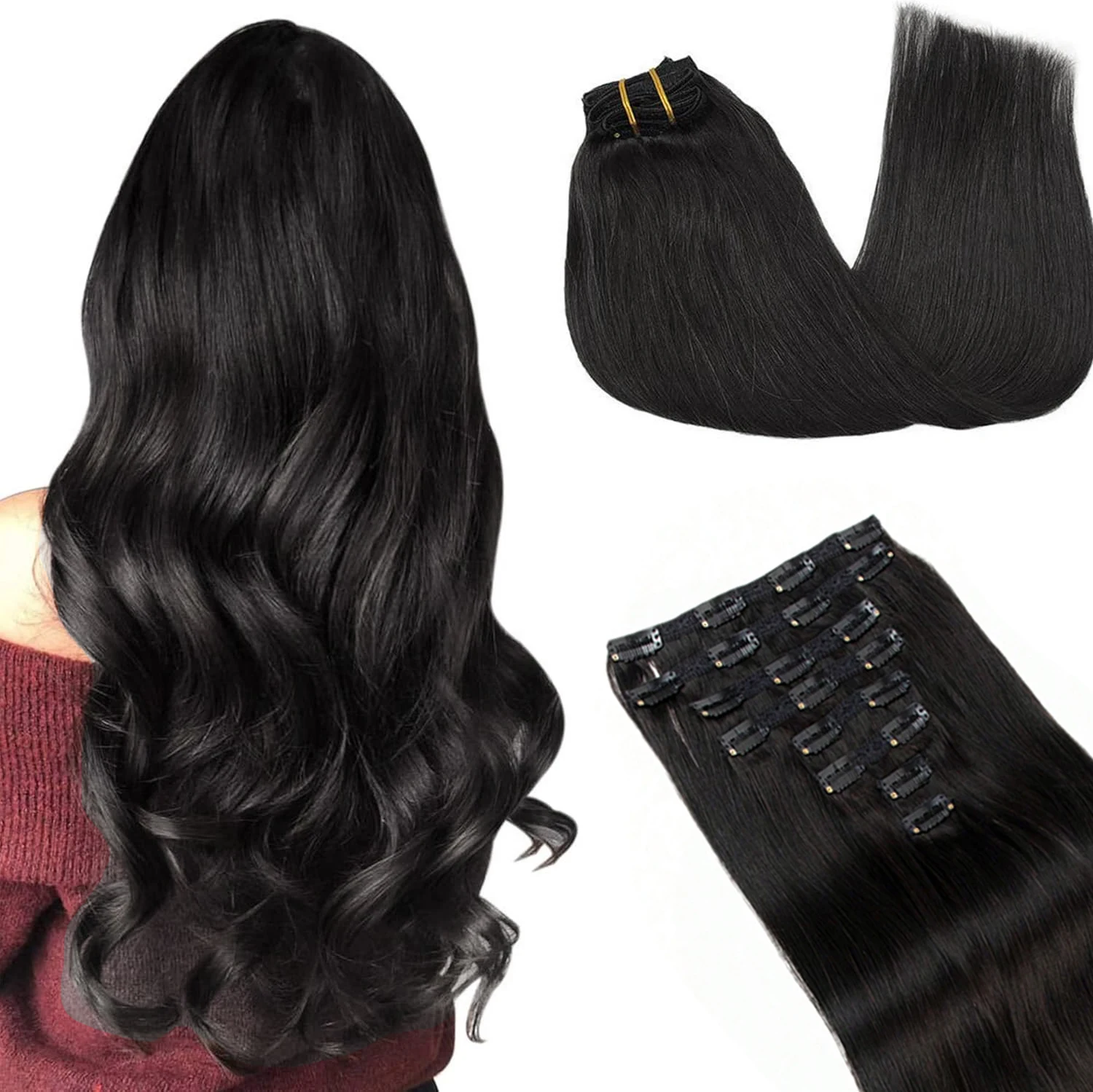 

Clip in Hair Extensions Real Human Hair Remy Human Hair Extensions Clip ins for Women Natural Human Hair 120g 7Pcs 10-24inch