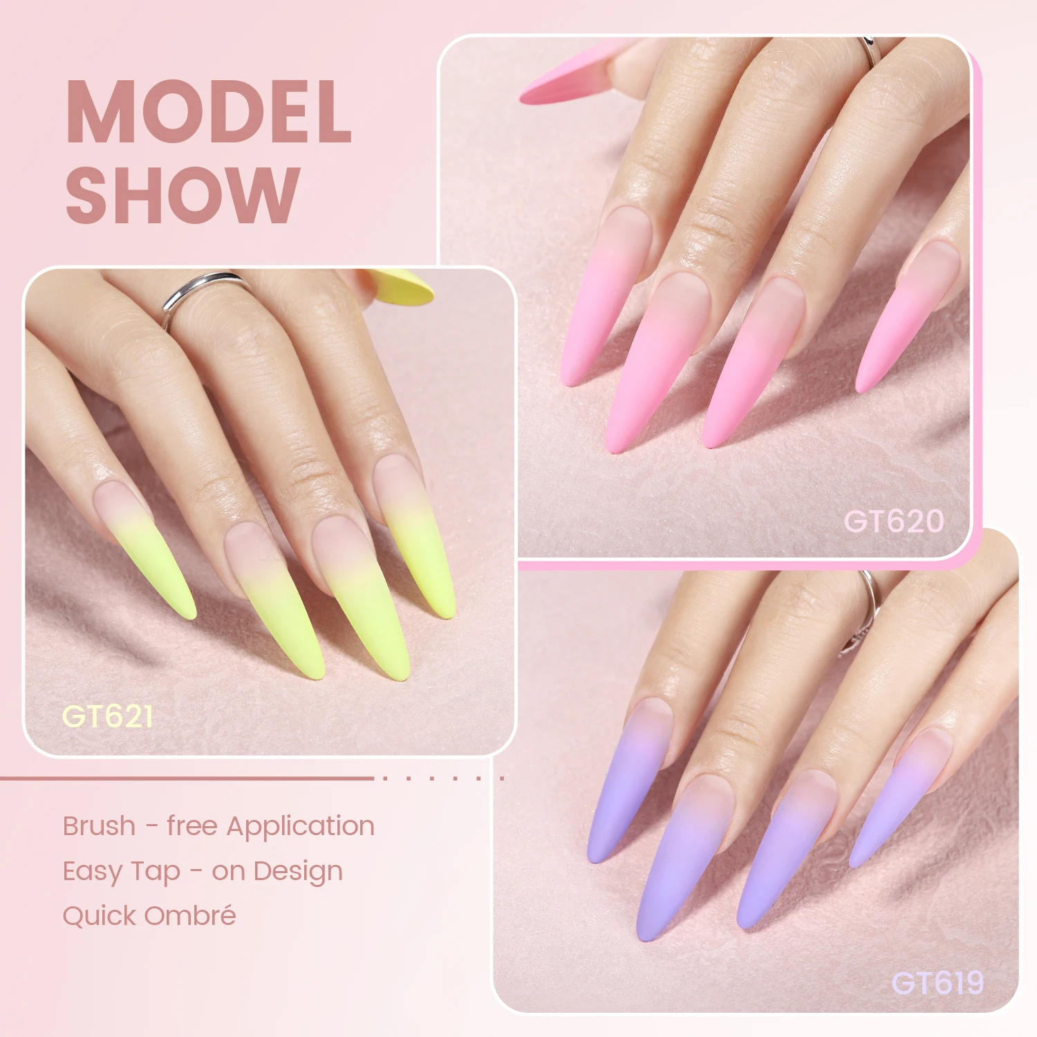 YOKEFELLOW GleamTap Cushion Ombre Painting Gel Schwämme Neon-Orange Hochpigmentiertes No-Wipe Gradient Pat Pat Gel Polish GT624 – Detail 11