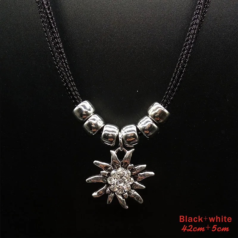 Fashion Traditional Bavarian Edelweiss Necklace Traditional Color German Flower Pendant Women Oktoberfest Party Costume Jewelry