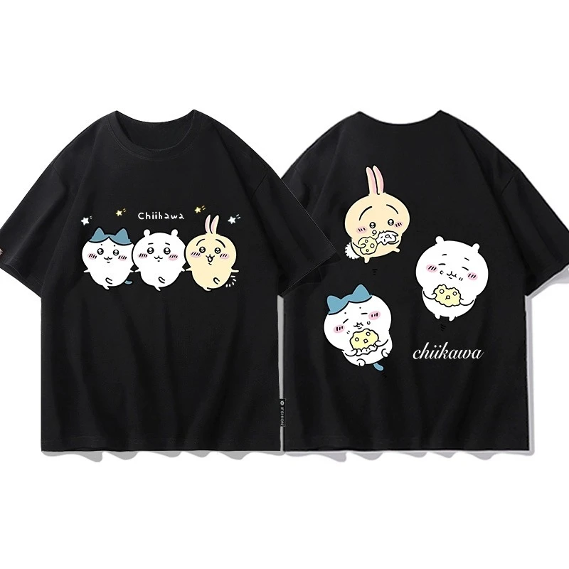 Chiikawa Cute Kawaii Anime Starry Tee Men's Women's Black Retro Cool Graphic Art Print Oversized Short Sleeve Streetwear Top
