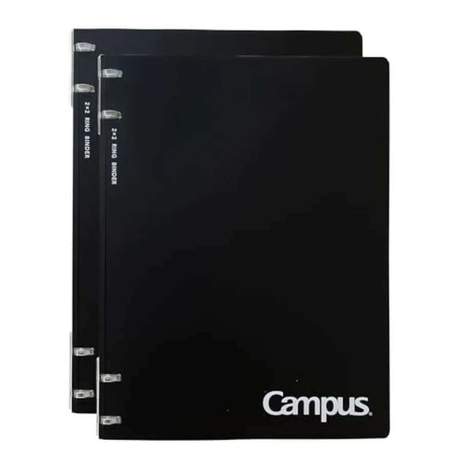 

Campus Refillable Notebook, 2 Pack B5 2x2 Slim Ring Binder Notebook with Customizable Title Page, 40 Sheets Capacity. Suitable
