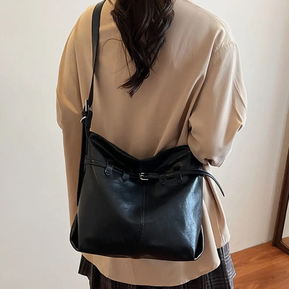 

Elegant Soft Leather Tote Bag Belt Lightweight Commuting Shoulder Bag Underarm Bag Large Capacity Crossbody Bag Women