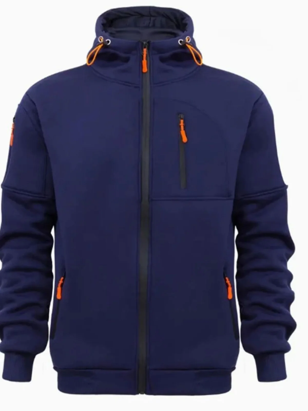 Cardigã de Veludo Plus Size com Manga Longa, Forrado com Fleece, Jaqueta Aberta com Capuz, Estilo Casual para Homens Jovens, ...