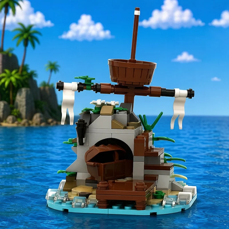 Medieval Castle Model MOC Building Bricks Island Outpost And Ship Modular Technology Gifts Holiday Assemble Children Toys Suit