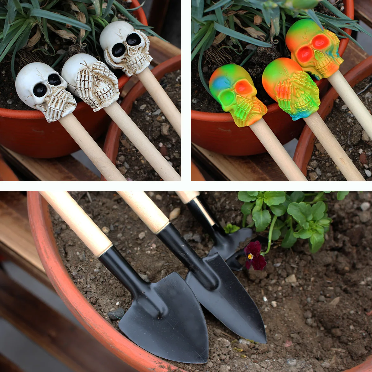 

3pcs/set Skeleton Gardening Tools 3-Piece Set - Gothic Plant Care Kit for Succulents‌