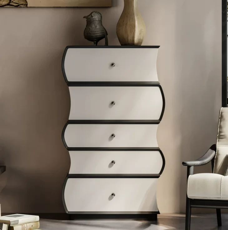 Wall-mounted five-drawer cabinet, irregular color matching bedroom furniture, large-capacity drawer cabinet