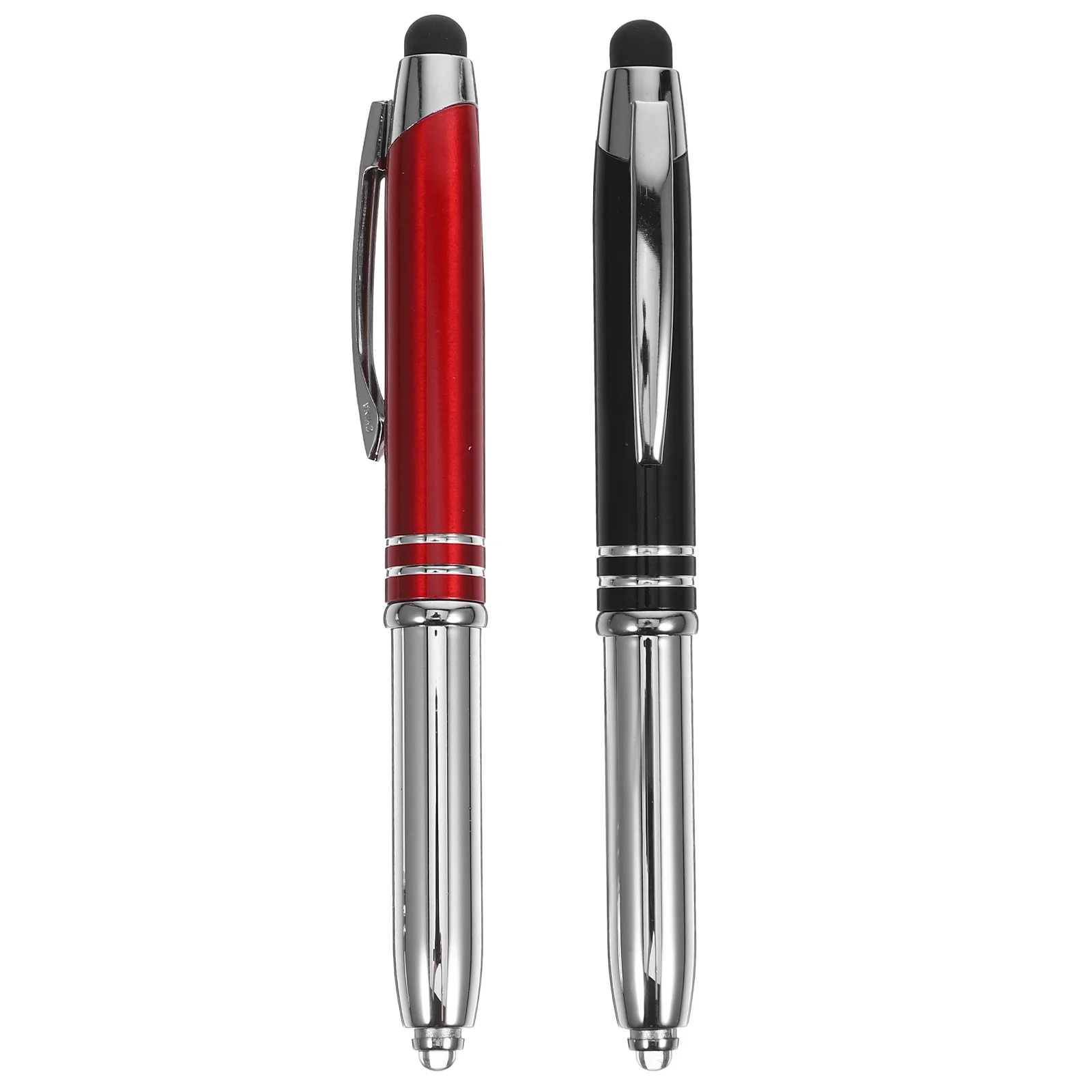 4 قطعة قلم حبر جاف بإضاءة ليد جسم معدني قلم كتابة ليلي لشاشة تعمل باللمس قابل للاستبدال عبوة مكتب مدرسة التمريض