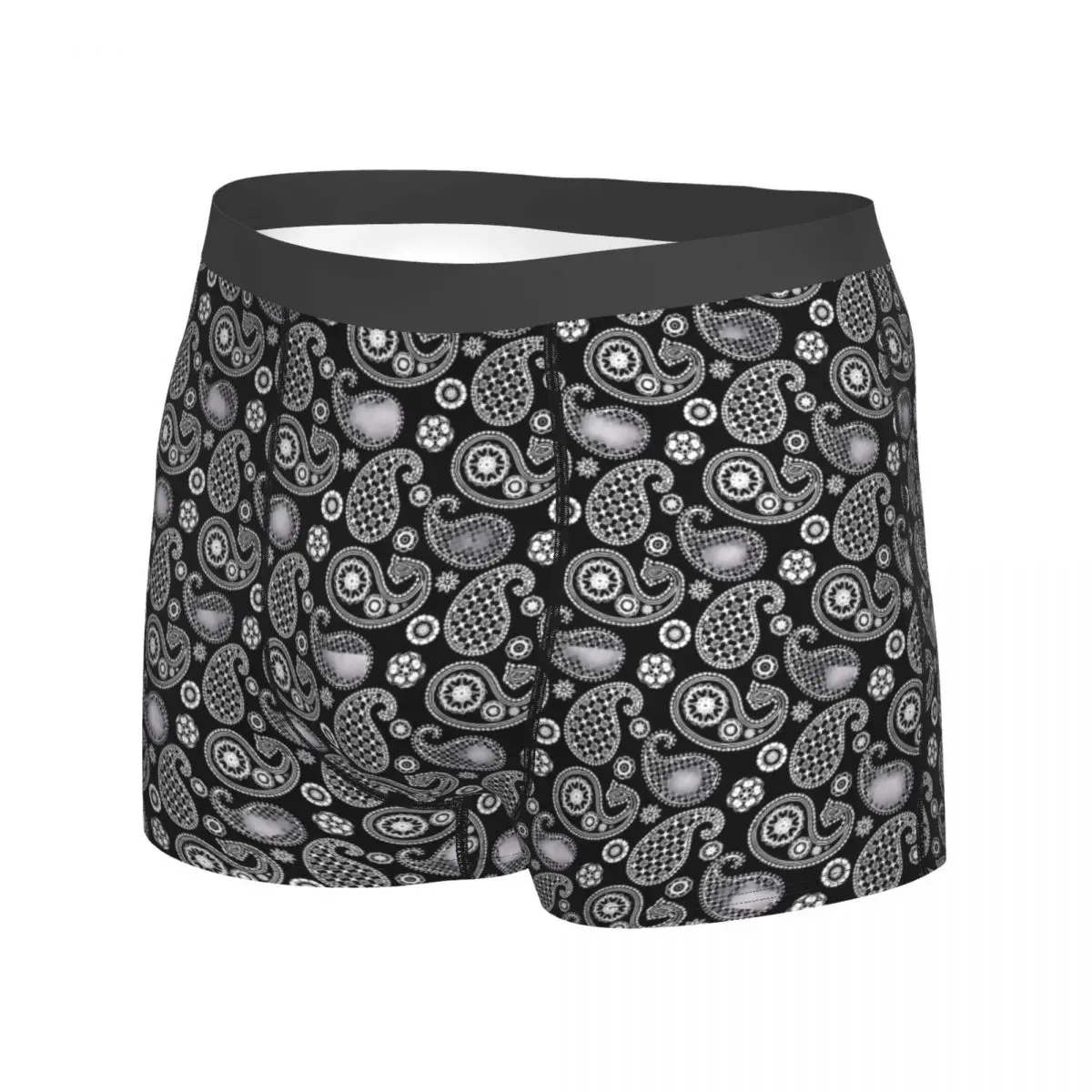 Ropa interior con estampado de Paisley, calzoncillos Boxer personalizados en blanco y negro, calzoncillos masculinos Trenky, pantalones cortos elásticos, calzoncillos de regalo