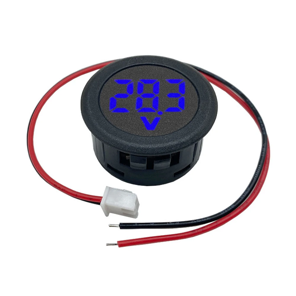 DC 4-100V Tampilan Digital LED Dua Kawat Voltmeter DC Digital Bulat Meteran Arus Tegangan Mobil Monitor Penguji Detektor Volt