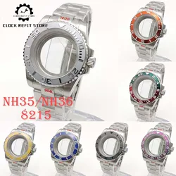 Men's watch case for calibres NH35/NH36 and 8215, sapphire glass, transparent case back, unidirectional rotating bezel