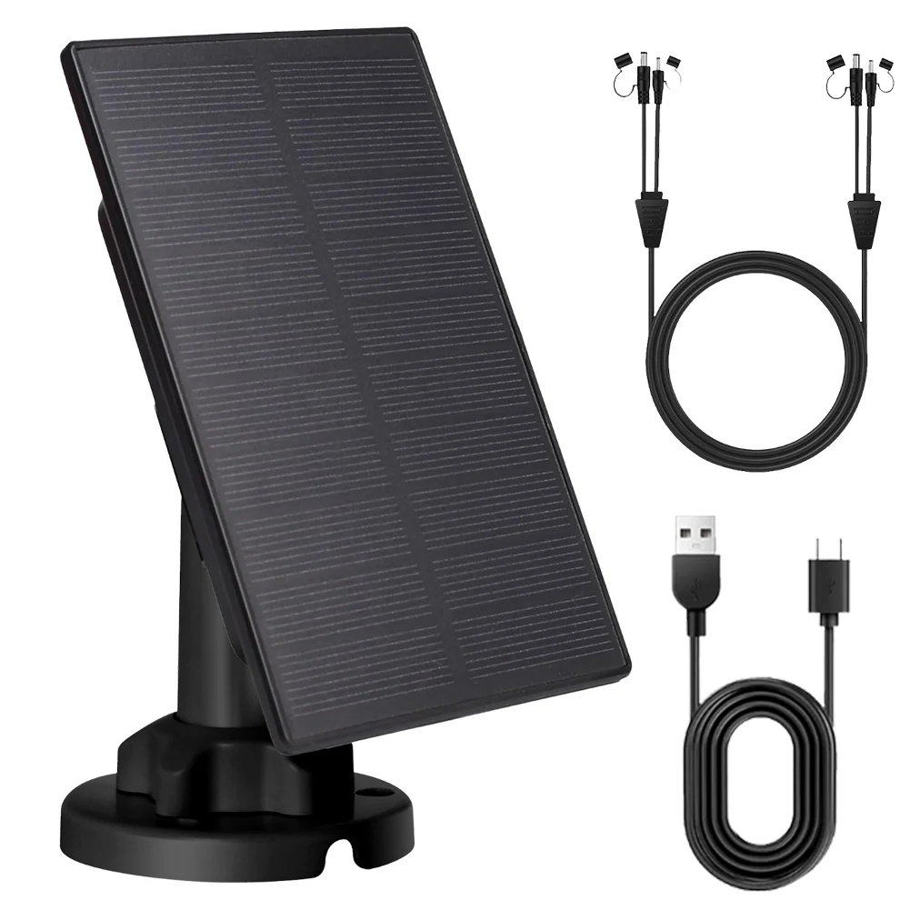Kit de carregador do painel solar, rotação 360 °, bateria incorporada, kit de carregador de bateria para câmeras de caça, alimentador de cervos, 3W, 12V, 6V, 5000mAh