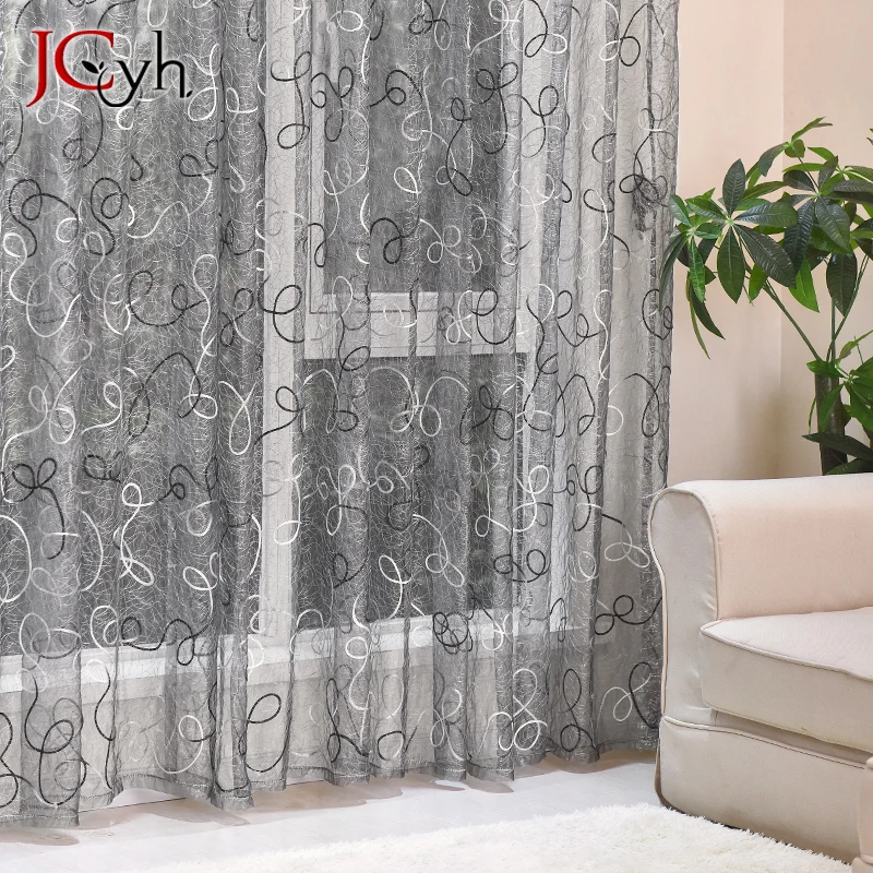 Luxury Hall Sheer Tulle Curtains for Living Room Kitchen Transparent Voile Curtain for Bedroom Decoration Ready-made Cortinas